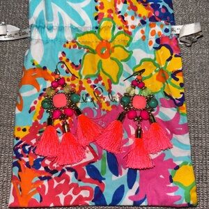 Lilly Pulitzer Pink and Green Tassel Earrings
